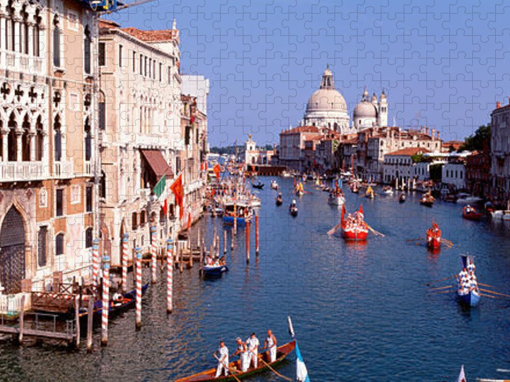 Photography Jigsaw Puzzle featuring the photograph High Angle View Of Gondolas In A Canal #4 by Panoramic Images