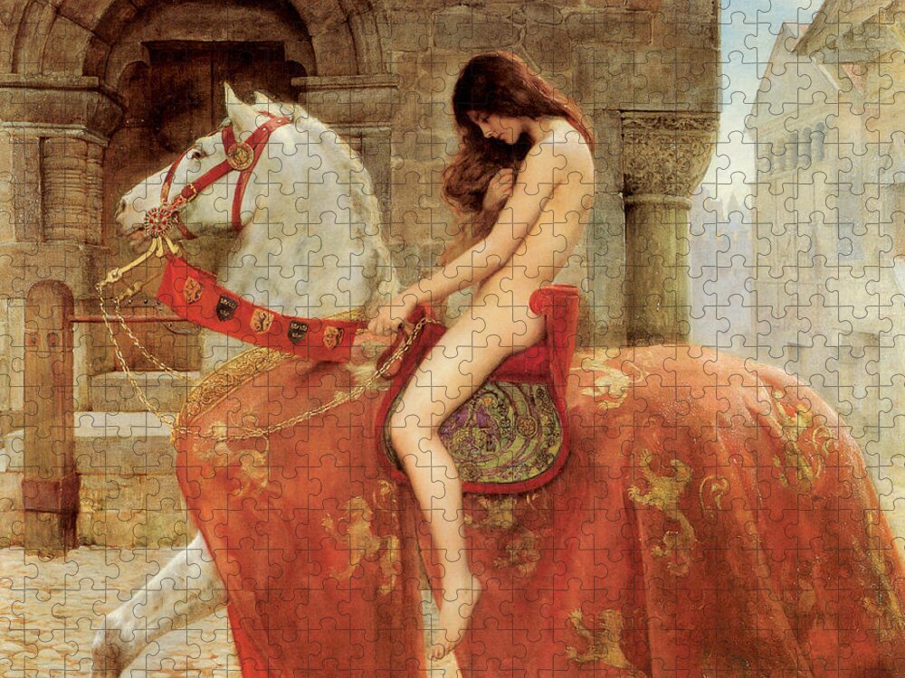 Lady Godiva Jigsaw Puzzle featuring the painting Lady Godiva by John Collier
