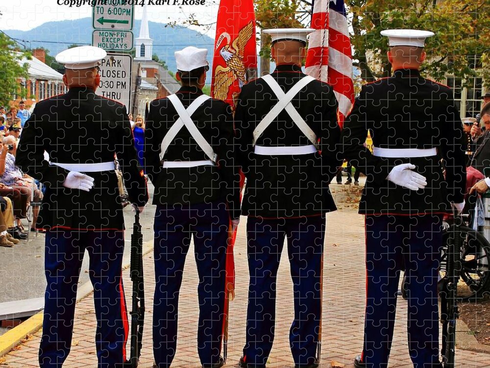 Marines Jigsaw Puzzle featuring the photograph 4 Marines by Karl Rose