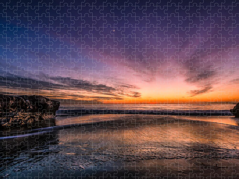 Beach Jigsaw Puzzle featuring the photograph 4 Mile Beach Sunset by Linda Villers