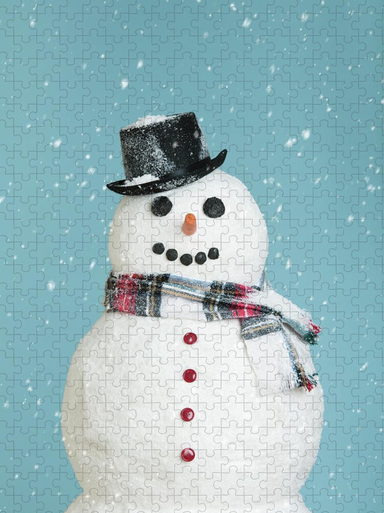 Snow Jigsaw Puzzle featuring the photograph Studio Shot Of Snowman #4 by Tetra Images