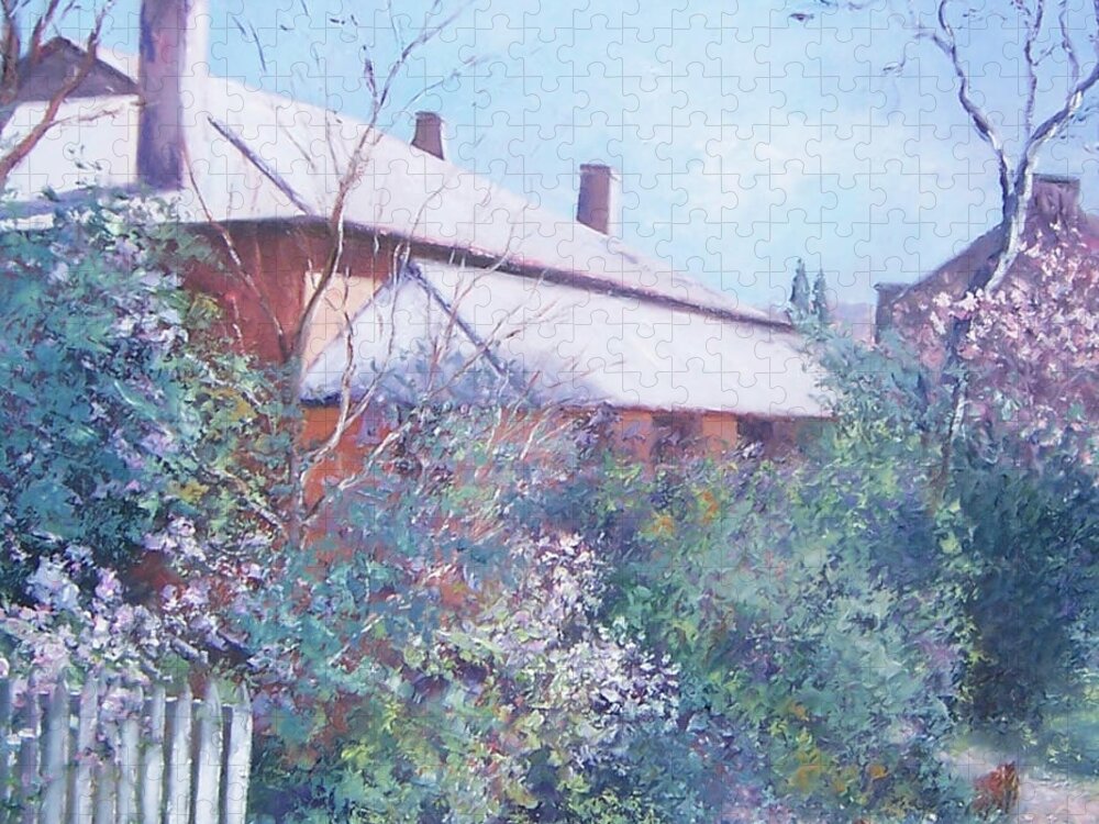 Country Cottage Jigsaw Puzzle featuring the painting The old farm house #1 by Jan Matson