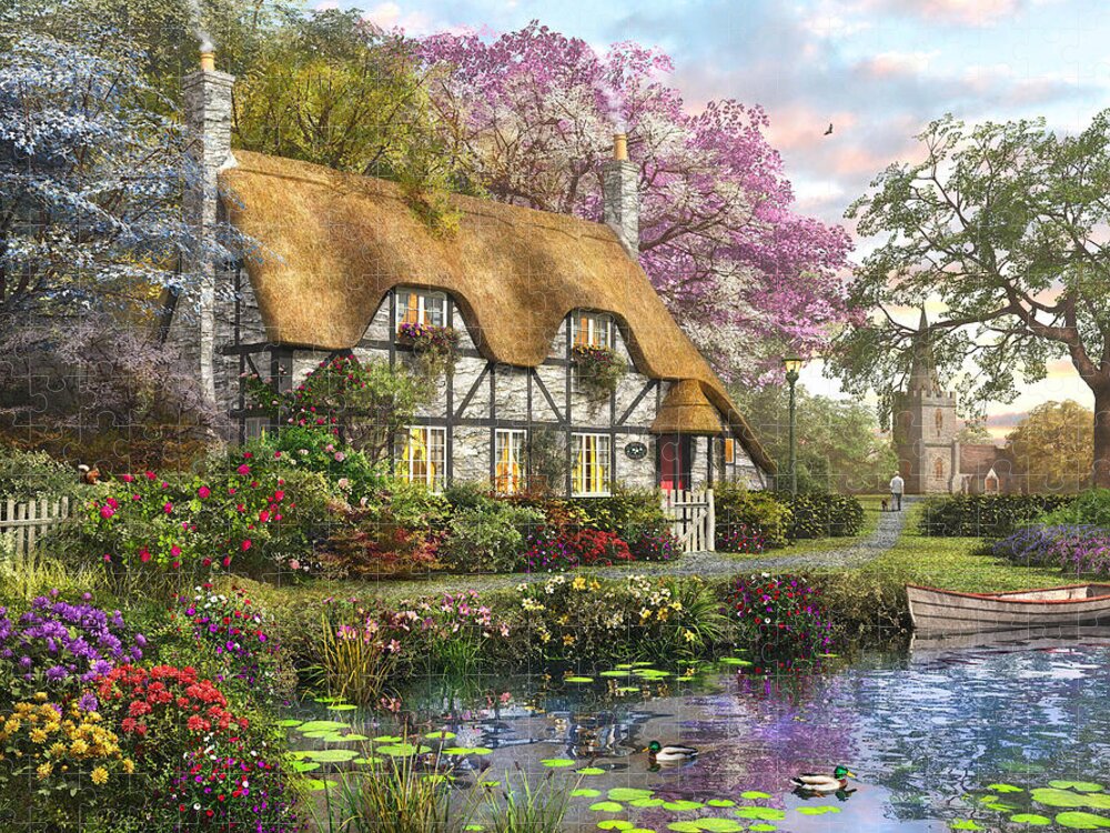 The White Stone Cottage Jigsaw Puzzle by MGL Licensing - Pixels