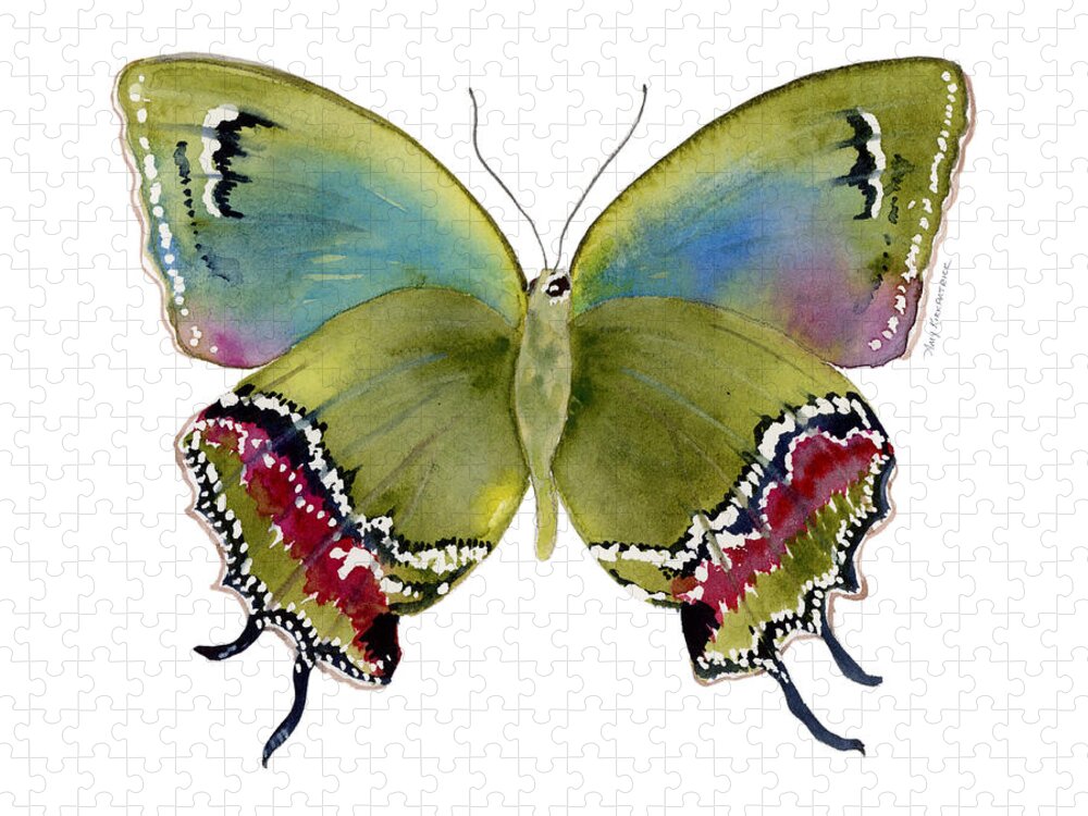 Evenus Jigsaw Puzzle featuring the painting 46 Evenus Teresina Butterfly by Amy Kirkpatrick
