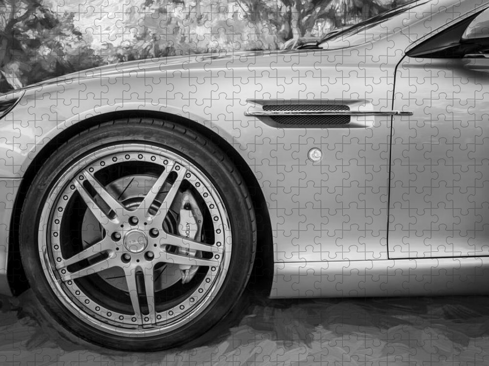 2007 Aston Martin Jigsaw Puzzle featuring the photograph 2007 Aston Martin DB9 Coupe Painted BW #5 by Rich Franco