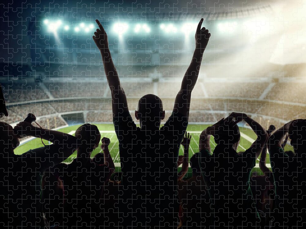 Event Jigsaw Puzzle featuring the photograph American Football Fans At Stadium #5 by Dmytro Aksonov