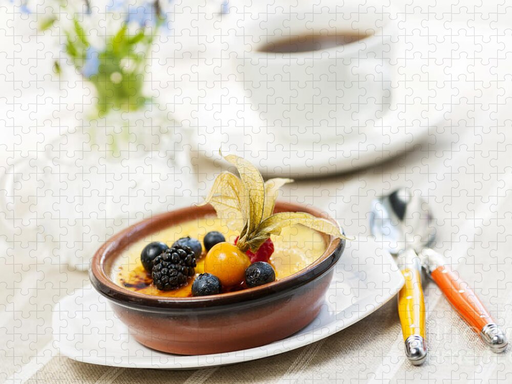 Creme Brulee Jigsaw Puzzle featuring the photograph Creme brulee dessert 1 by Elena Elisseeva