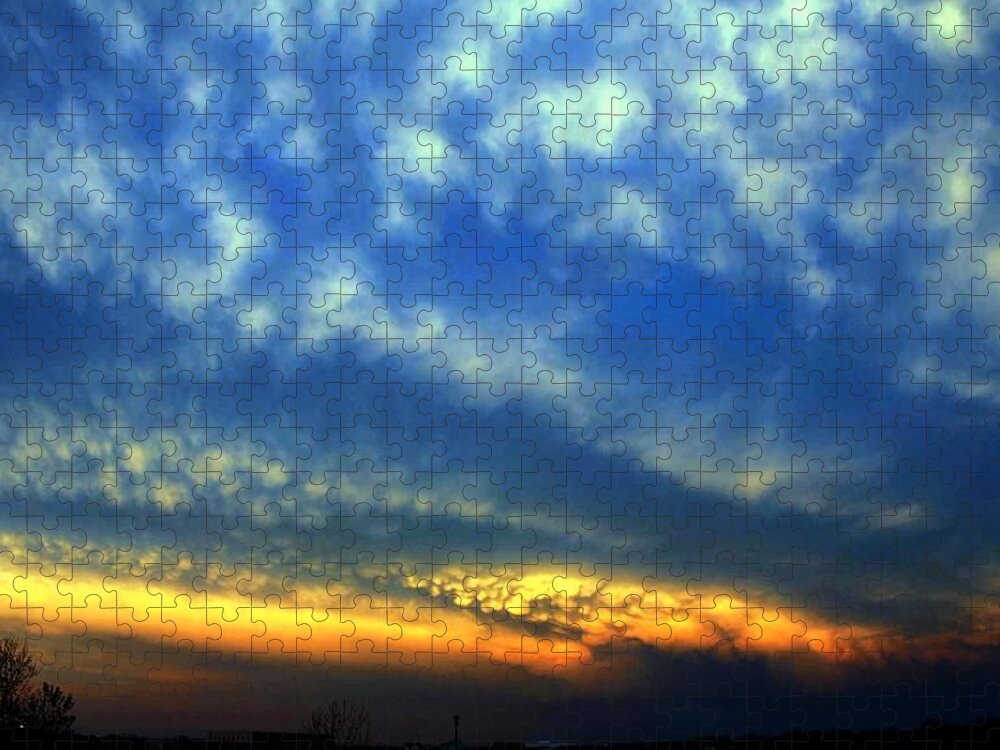 Stormscape Jigsaw Puzzle featuring the photograph Nebraska Mammatus Sunset #3 by NebraskaSC