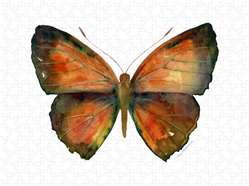 Copper Jewel Jigsaw Puzzle featuring the painting 56 Copper Jewel Butterfly by Amy Kirkpatrick