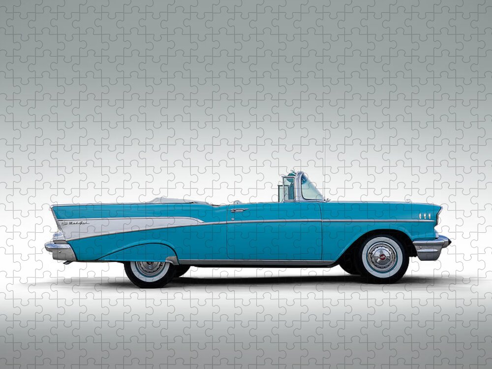 57 Chevy Jigsaw Puzzle featuring the digital art 57 Chevy Convertible by Douglas Pittman