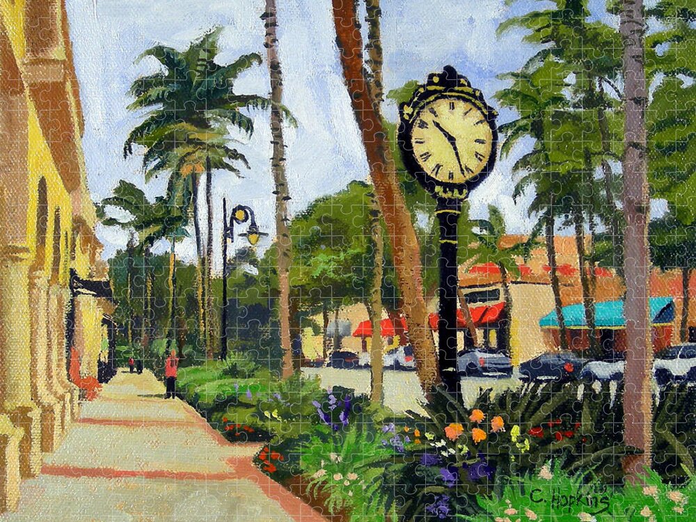 Christine Hopkins Puzzle featuring the painting 5th Avenue Naples Florida by Christine Hopkins