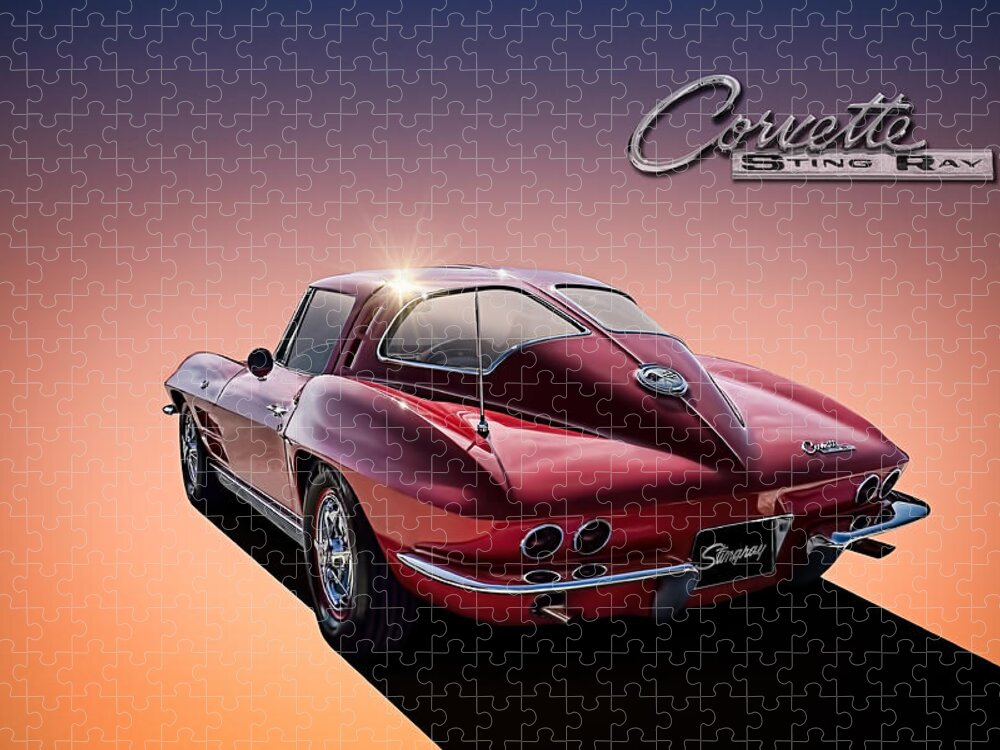 Corvette Jigsaw Puzzle featuring the digital art '63 Stinger #63 by Douglas Pittman