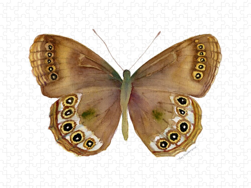 Woodland Brown Butterfly Jigsaw Puzzle featuring the painting 64 Woodland Brown Butterfly by Amy Kirkpatrick