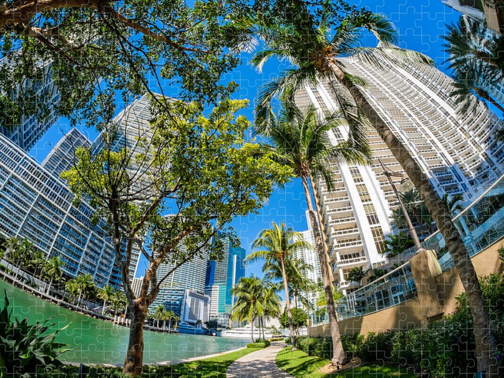 Architecture Jigsaw Puzzle featuring the photograph Downtown Miami Brickell Fisheye by Raul Rodriguez