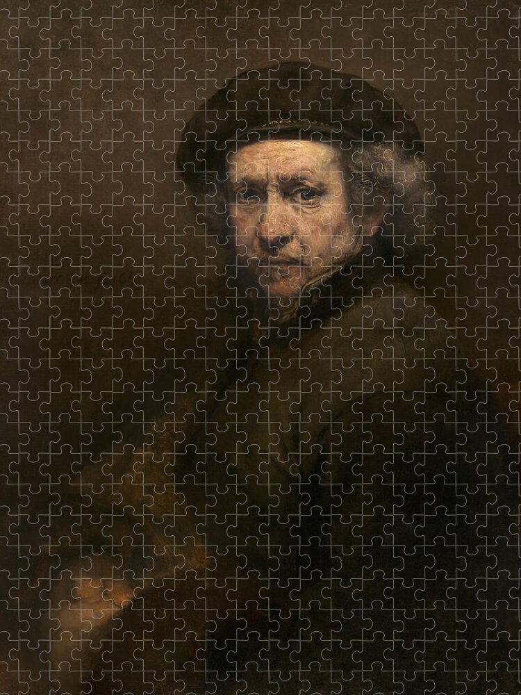 Rembrandt Van Rijn Jigsaw Puzzle featuring the painting Self Portrait #7 by Rembrandt van Rijn