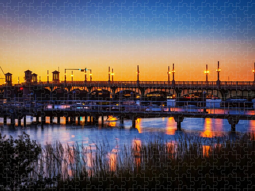 Bridge Of Lions Jigsaw Puzzle featuring the photograph Bridge of Lions St Augustine Florida Painted #9 by Rich Franco
