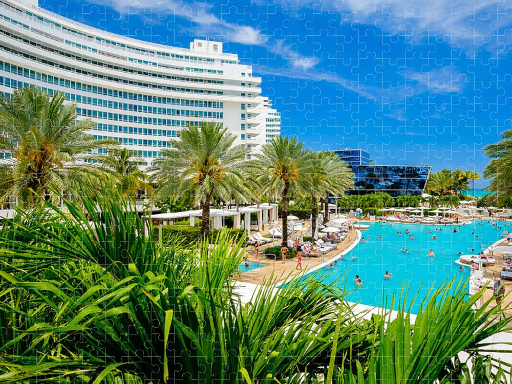 Architecture Jigsaw Puzzle featuring the photograph Fontainebleau Hotel #8 by Raul Rodriguez