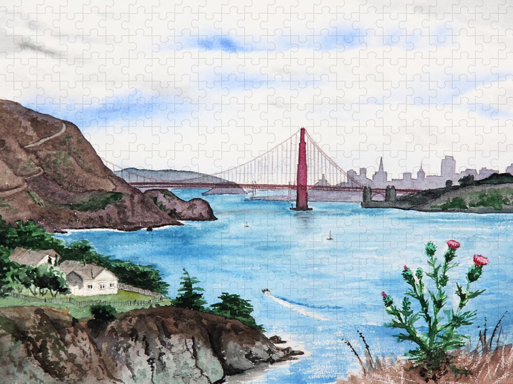 San Francisco Jigsaw Puzzle featuring the painting San Francisco #6 by Masha Batkova