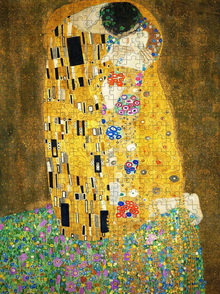 Gustav Klimt Jigsaw Puzzle featuring the painting The Kiss by Gustav Klimt