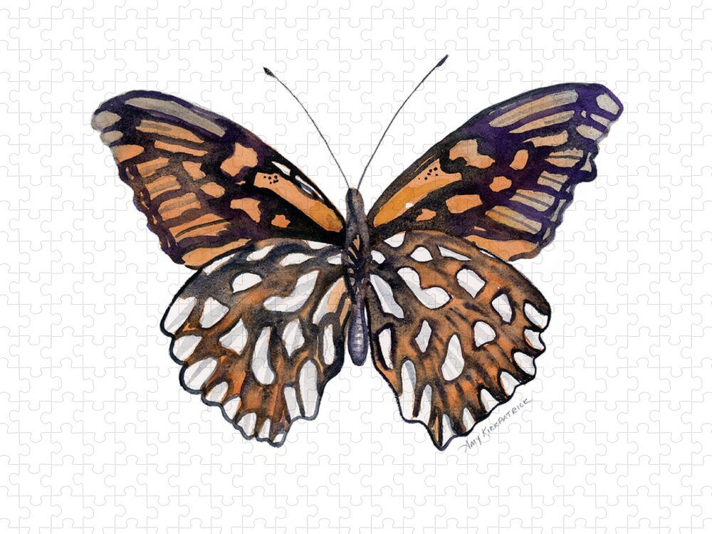 Mexican Silver Spot Butterfly Jigsaw Puzzle featuring the painting 9 Mexican Silver Spot Butterfly by Amy Kirkpatrick