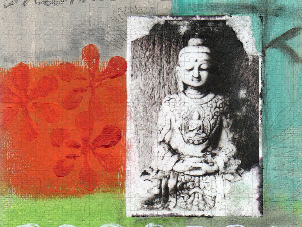 Buddha Jigsaw Puzzle featuring the painting Namaste by Linda Woods