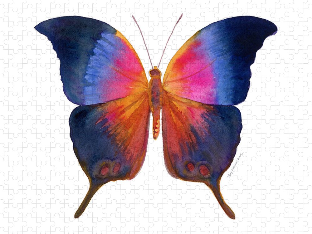 Brushfoot Butterfly Jigsaw Puzzle featuring the painting 96 Brushfoot Butterfly by Amy Kirkpatrick