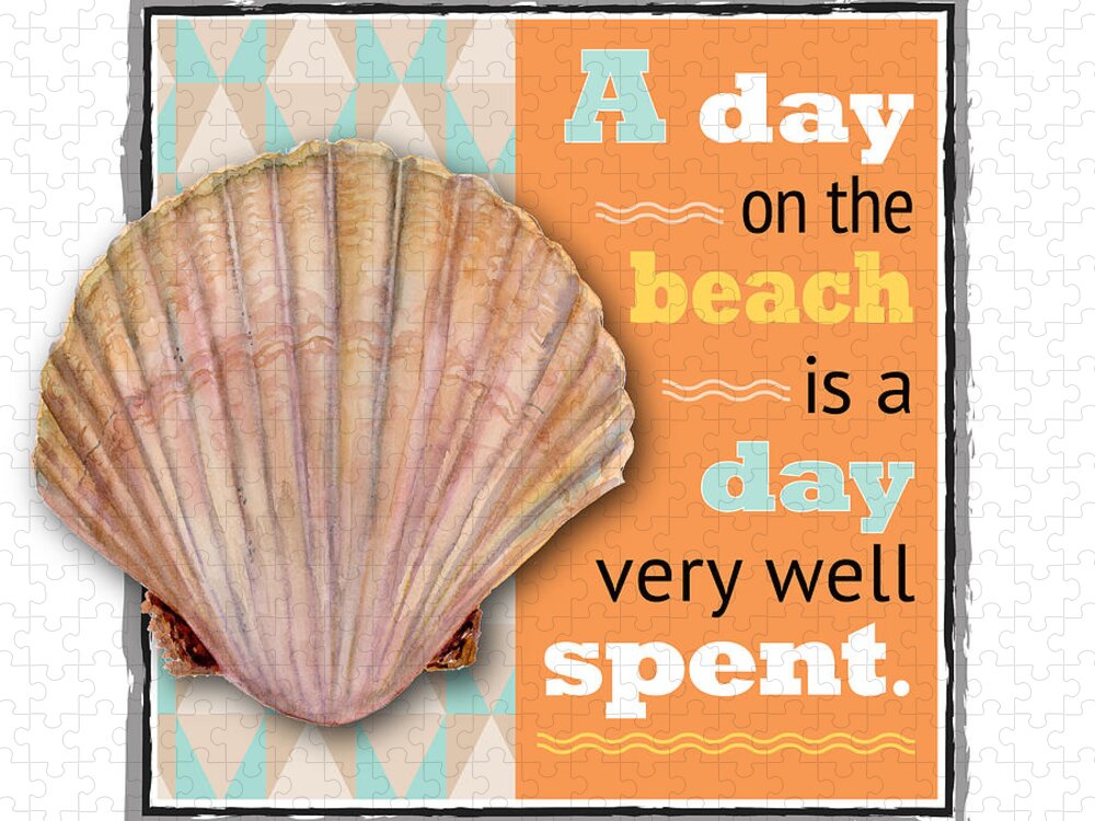 Scallop Jigsaw Puzzle featuring the digital art A day on the beach is a day very well spent. by Amy Kirkpatrick