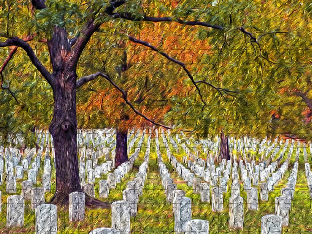 Arlington National Cemetery Jigsaw Puzzle featuring the photograph A Field of Peace by Paul W Faust - Impressions of Light