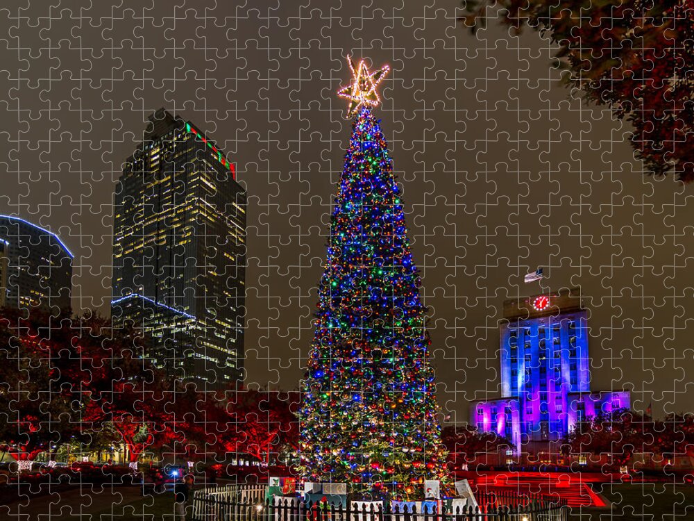 Downtown Jigsaw Puzzle featuring the photograph A Houston Christmas by Tim Stanley