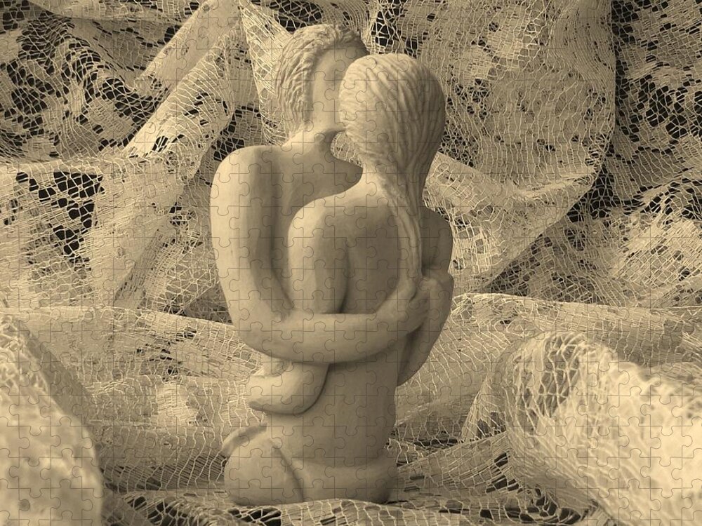 Sculpture Jigsaw Puzzle featuring the sculpture A Lace Kiss by Barbara St Jean