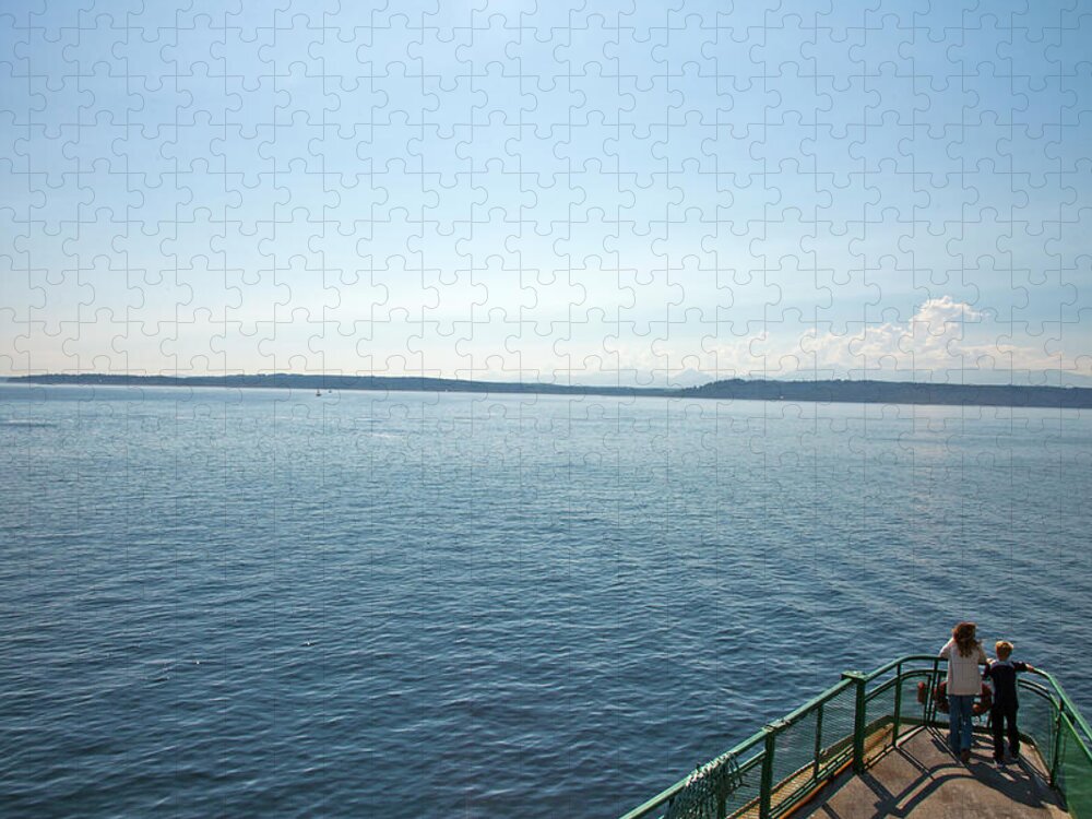 Child Jigsaw Puzzle featuring the photograph A Mother And Son Standing On A Ferry by Adam Hester