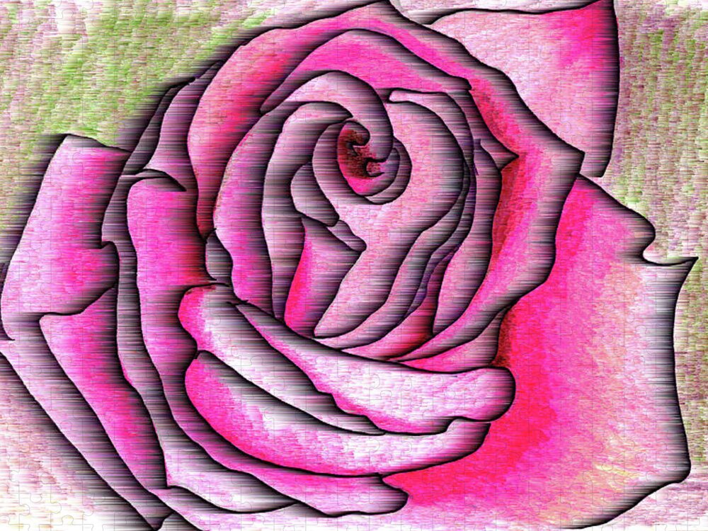 Rose Jigsaw Puzzle featuring the drawing A rose is a rose by Mary Bedy