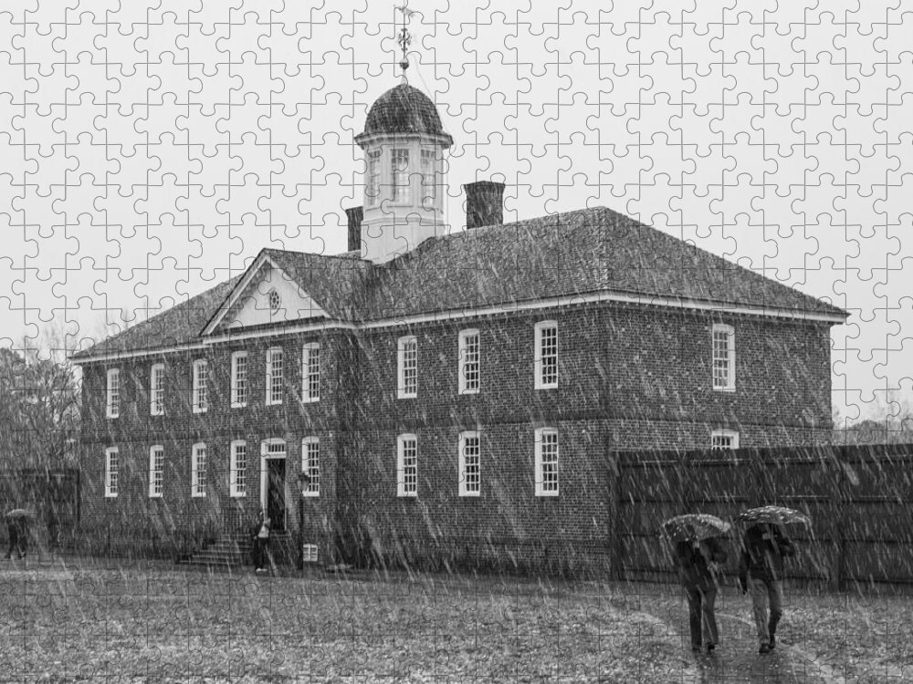 Colonial Williamsburg Jigsaw Puzzle featuring the photograph A Snowy Day at the Public Hospital by Kathi Isserman