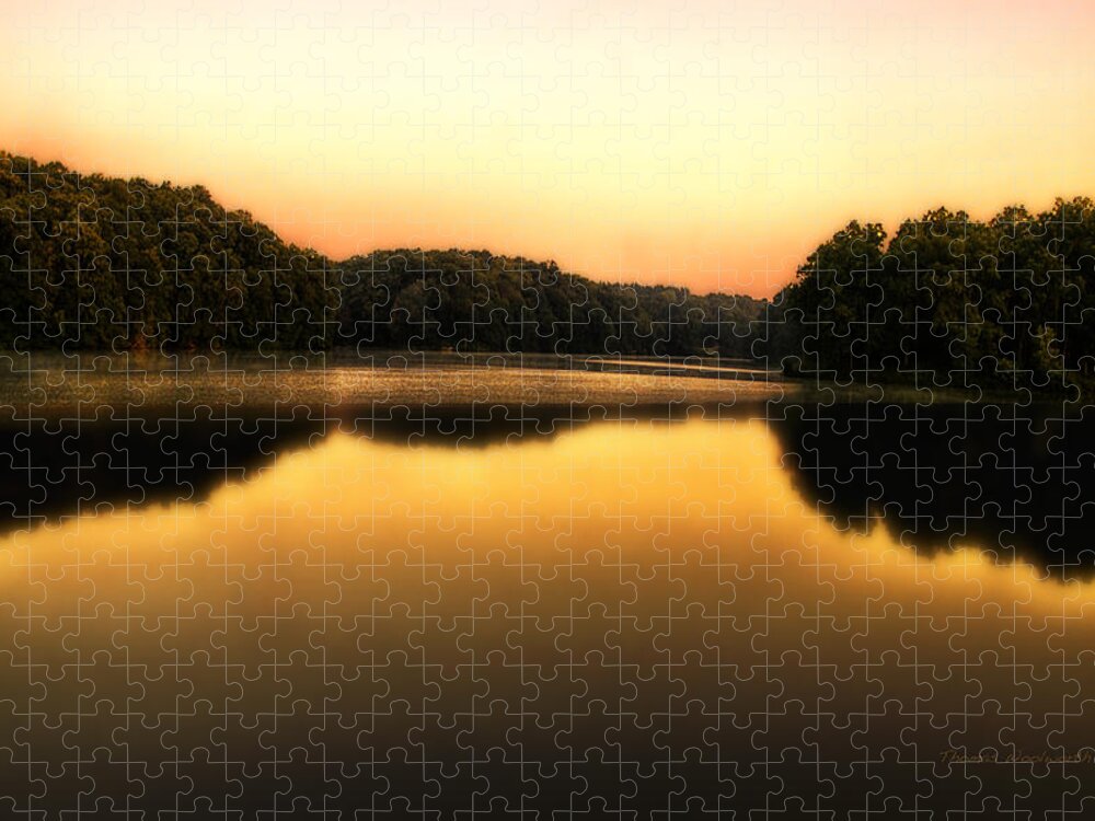 Sunrise Jigsaw Puzzle featuring the photograph A Soft Sunrise On A Lake by Thomas Woolworth