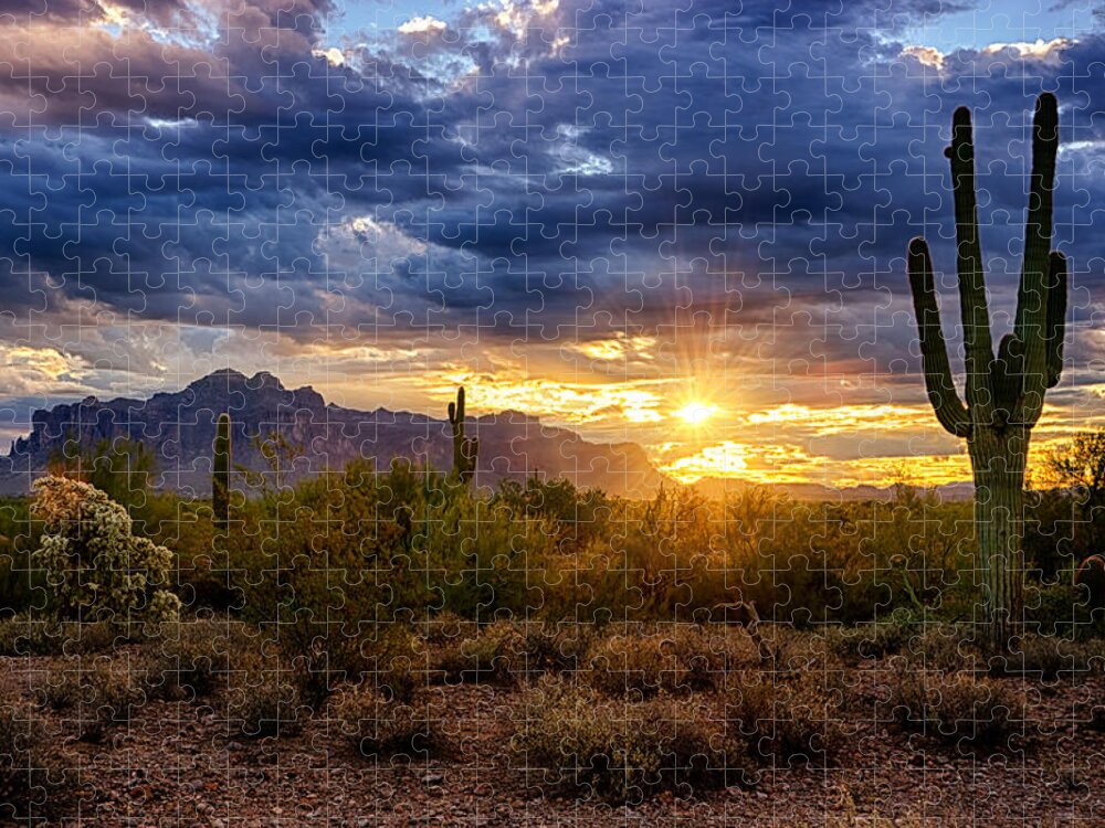 Sunrise Jigsaw Puzzle featuring the photograph A Sonoran Desert Sunrise by Saija Lehtonen