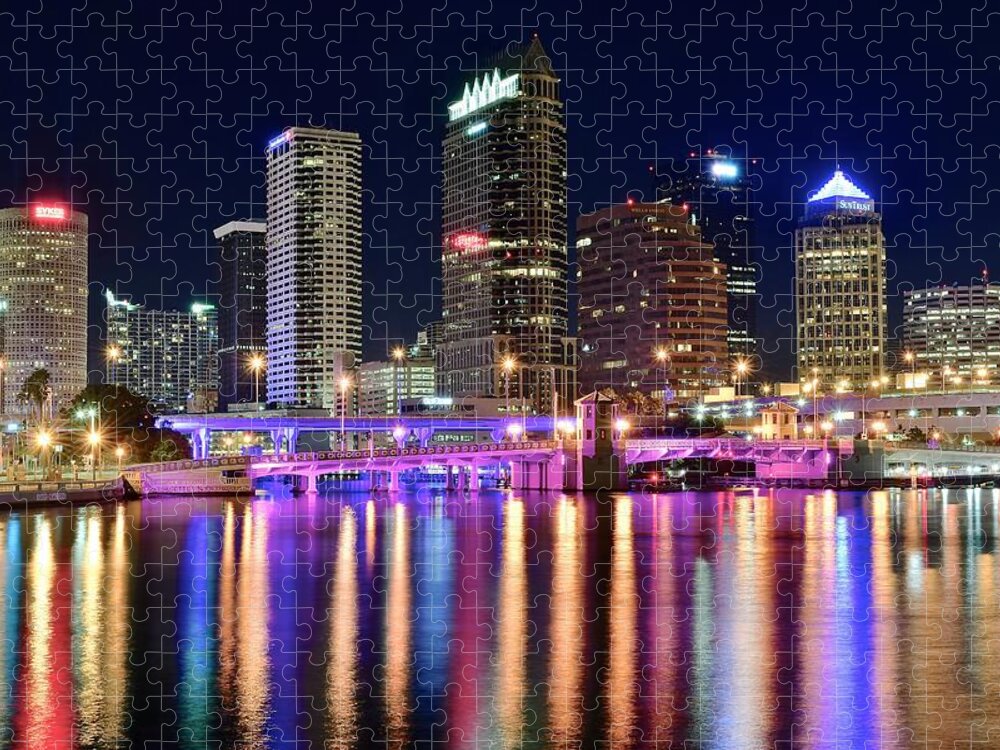 Tampa Jigsaw Puzzle featuring the photograph A Tampa Bay Night by Frozen in Time Fine Art Photography