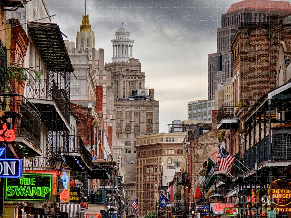 New Orleans Jigsaw Puzzle featuring the photograph A view down Bourbon Street by Jarrod Erbe