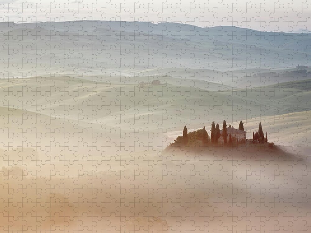 Tranquility Jigsaw Puzzle featuring the photograph A Villa In The Mist by Paul Bruins Photography