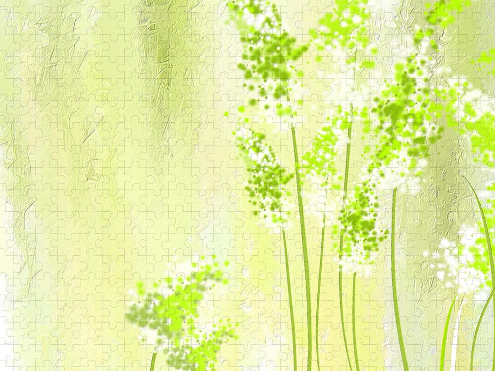 Light Green Jigsaw Puzzle featuring the painting About Spring by Lourry Legarde