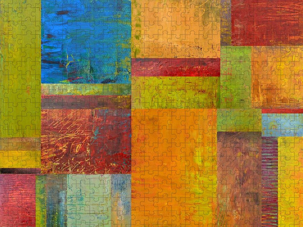 Textural Jigsaw Puzzle featuring the painting Abstract Color Study Collage ll by Michelle Calkins