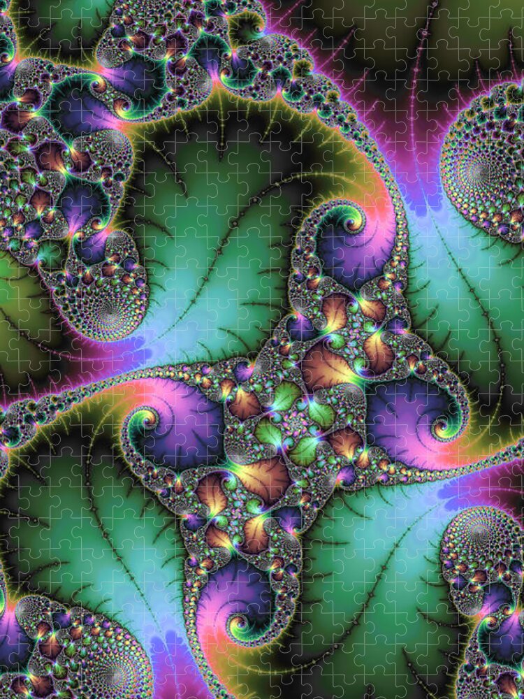 Fractal Jigsaw Puzzle featuring the digital art Abstract fractal art with jewel colors by Matthias Hauser