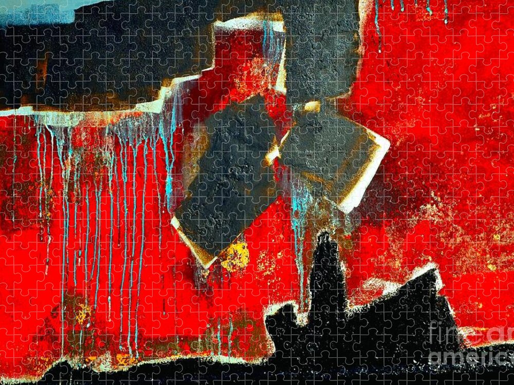 Abstract Jigsaw Puzzle featuring the photograph Abstract in Red 2 - Limited Edition by Lauren Leigh Hunter Fine Art Photography