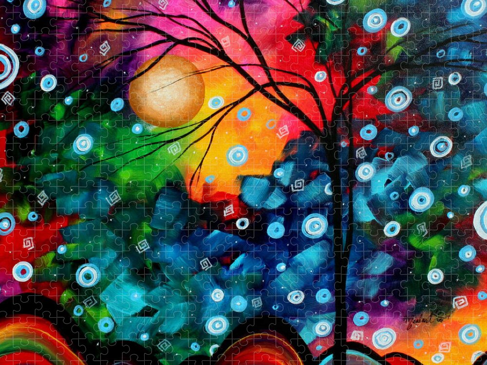 Abstract Jigsaw Puzzle featuring the painting Abstract Landscape Colorful Contemporary Painting by Megan Duncanson Brilliance in the Sky by Megan Aroon