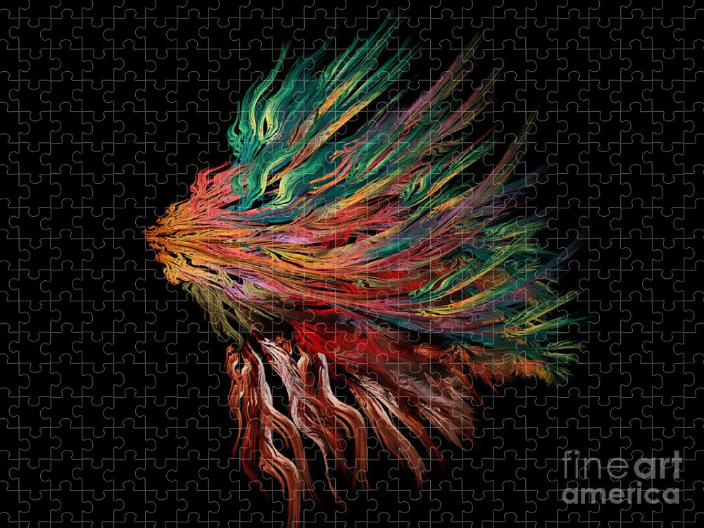Lion Jigsaw Puzzle featuring the digital art Abstract Lion's Head by Klara Acel