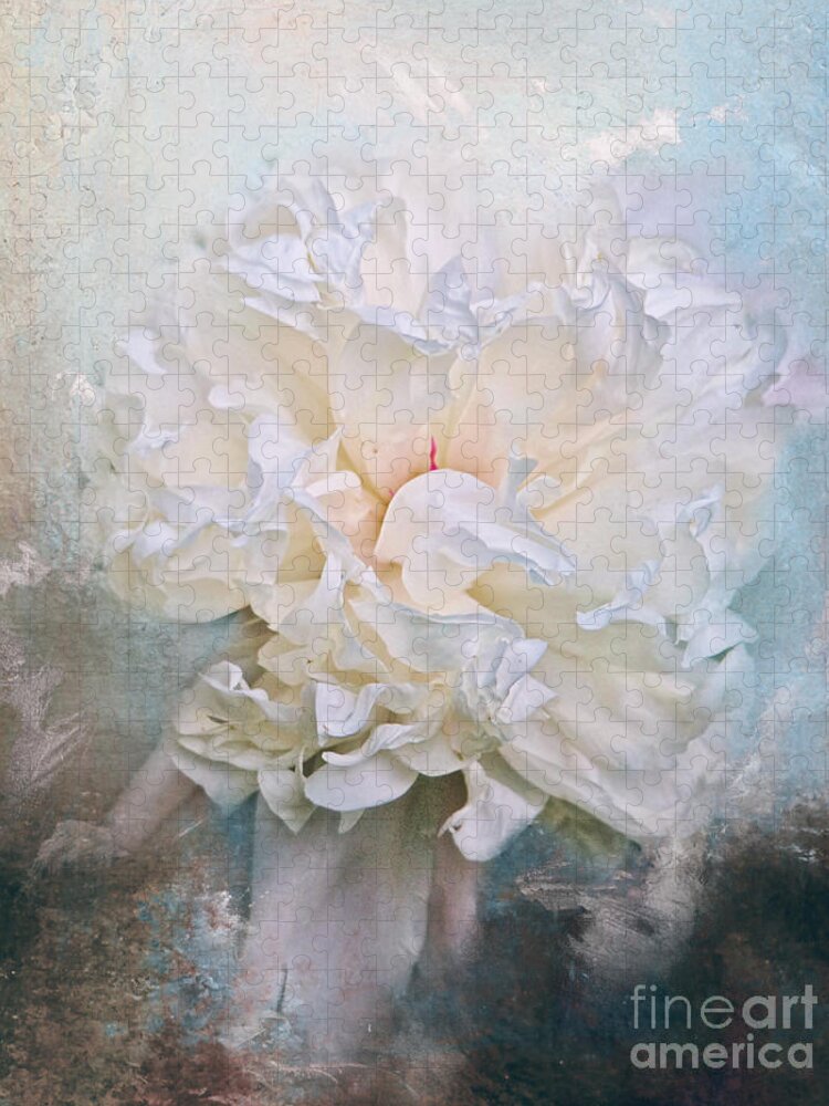 Abstract Jigsaw Puzzle featuring the photograph Abstract Peony in Blue by Jai Johnson