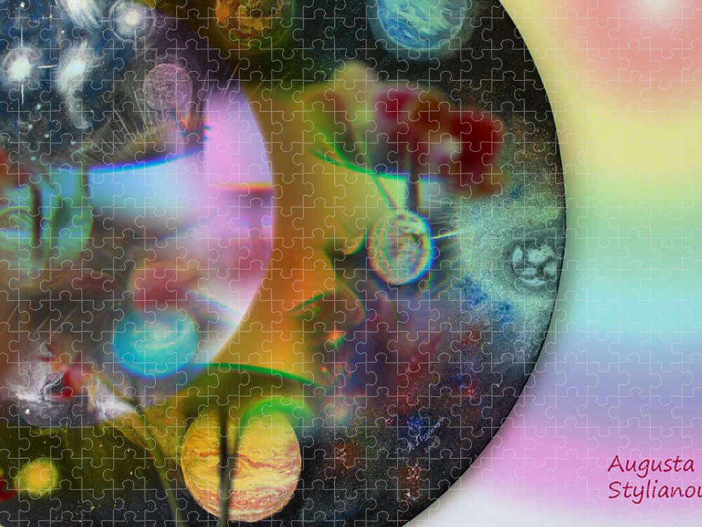 Augusta Stylianou Jigsaw Puzzle featuring the digital art Abstract Planets by Augusta Stylianou