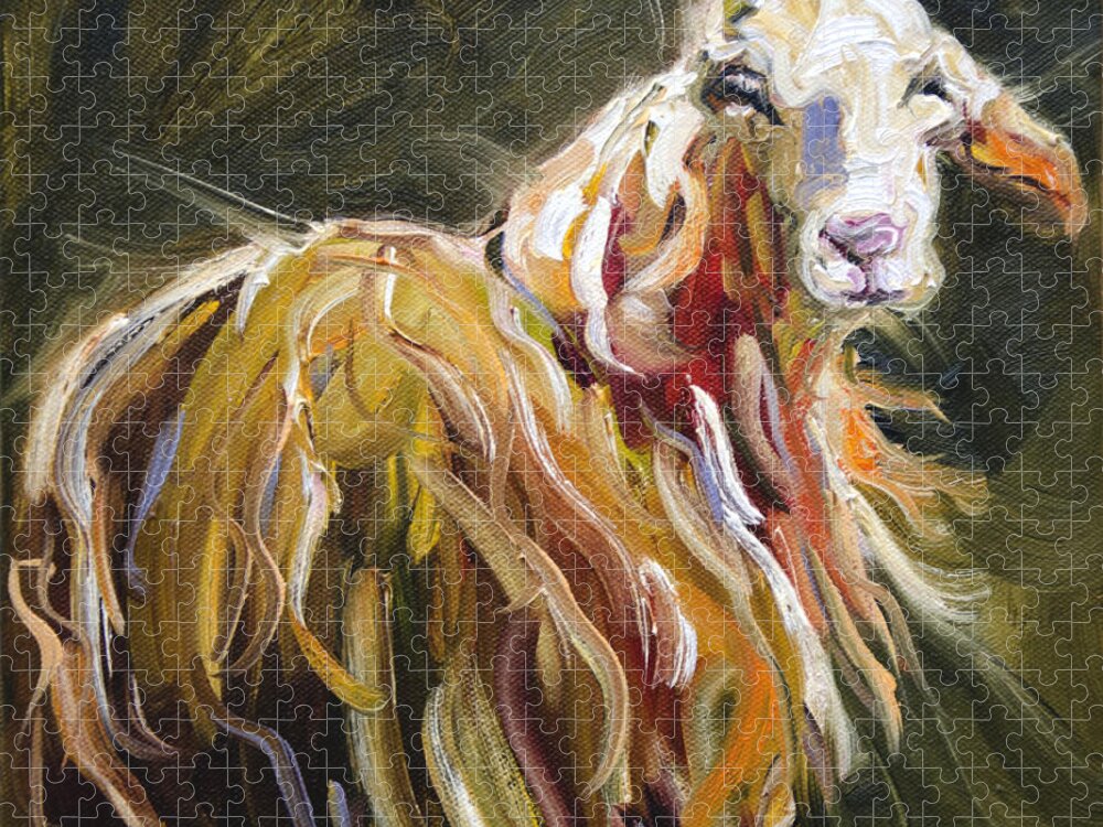 Lamb Jigsaw Puzzle featuring the painting Abstract Sheep by Diane Whitehead