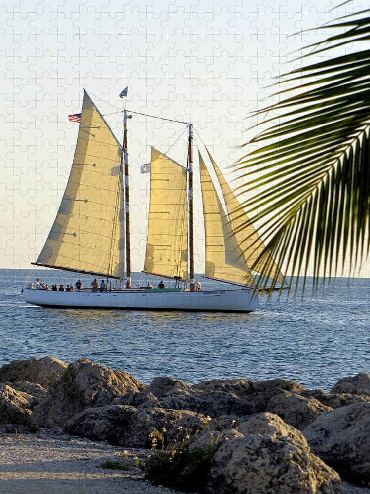 Water Jigsaw Puzzle featuring the photograph Sailing on the Adirondack in Key West by Bob Slitzan
