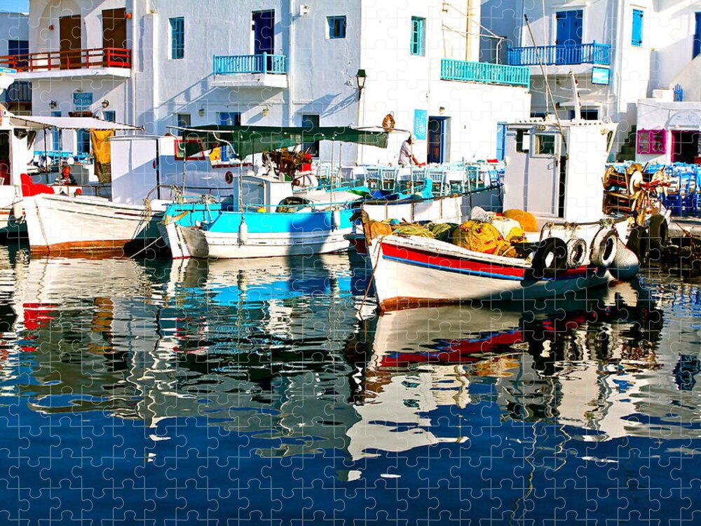 Greece Jigsaw Puzzle featuring the photograph Aegean Harbor by John Babis