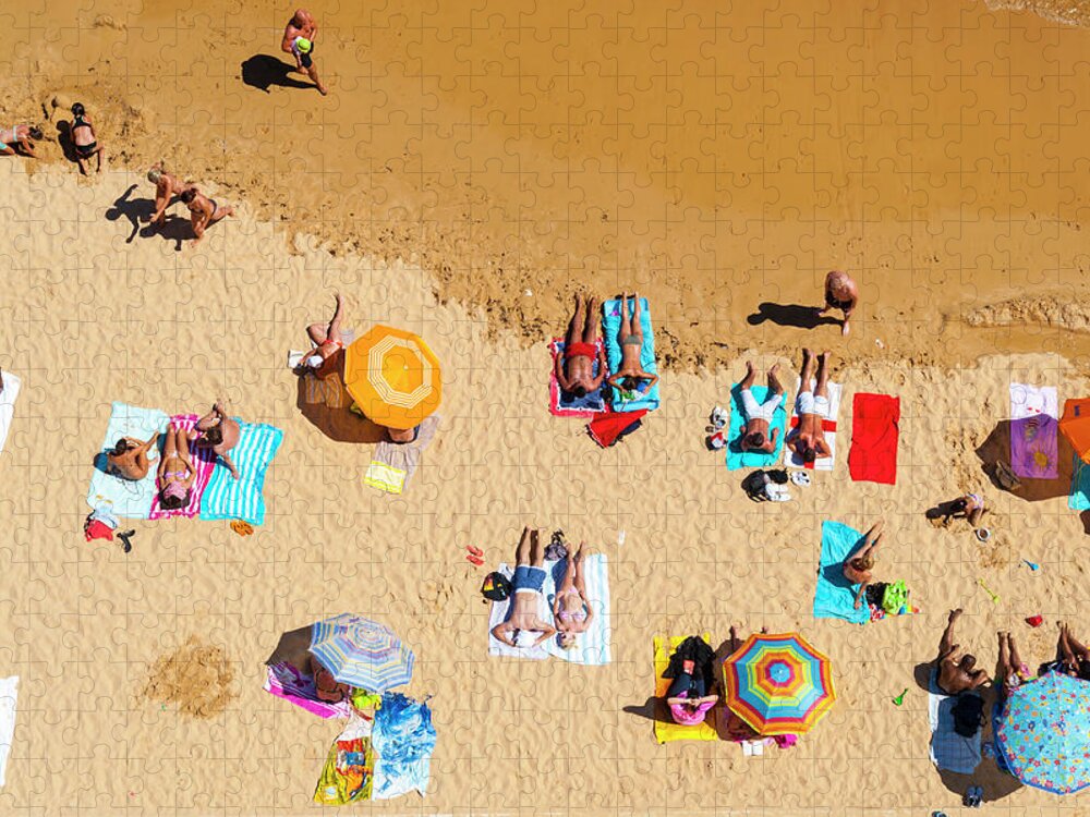 Algarve Jigsaw Puzzle featuring the photograph Aerial, Albufeira Beach, Algarve by John Harper
